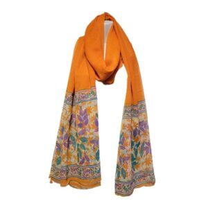 ORANGE Scarf Floral Motif Long Wide Rectangular